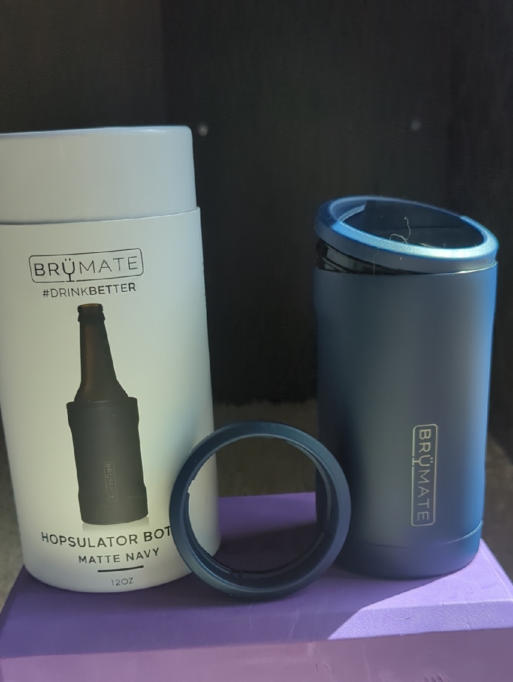 BrüMate Matte Navy Hopsulator Bottle Cooler